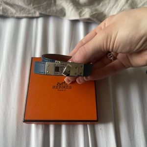 HERMES KELLY DOUBLE TOUR BRACELET IN DEEP BLUE